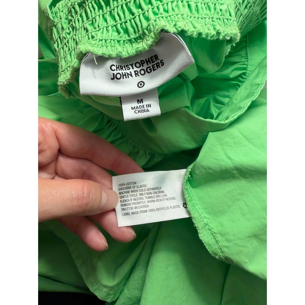 Christopher John Rogers x Target Tie Strap High-Low Babydoll Dress M Green - Picture 8 of 9